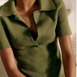 Sezane Olive V-Neck Sweater NWT